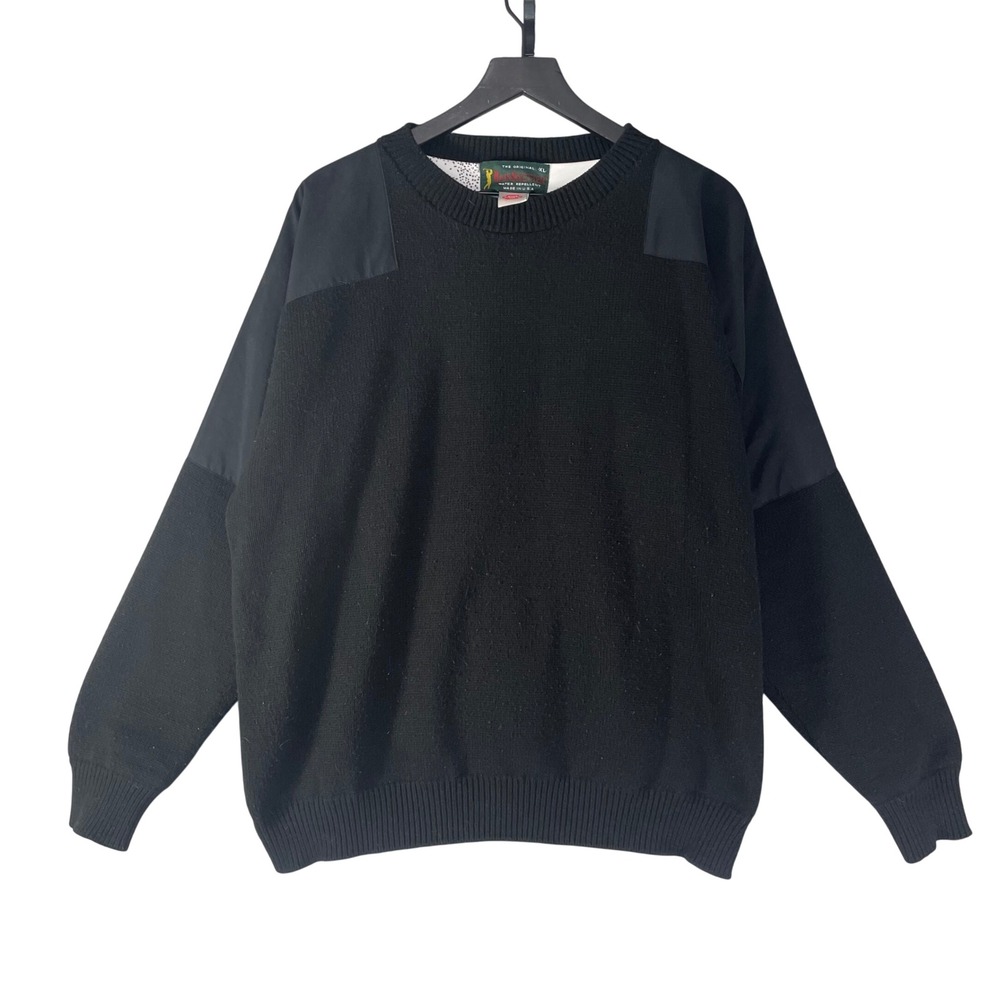 Vintage RainSwetter Mens XL Black Gore Windstopper Water Repellent Pullover USA